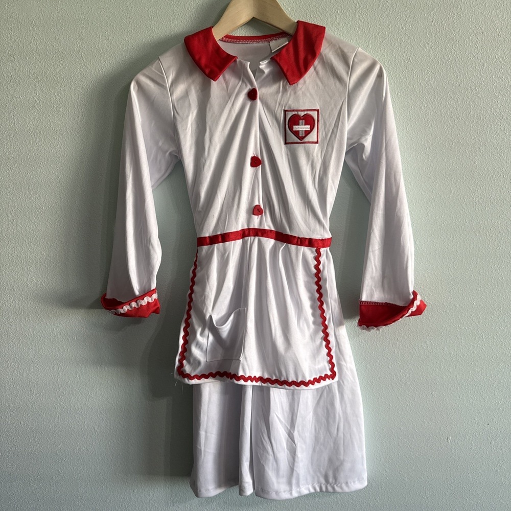 Red Cross Nurse Costume Youth Girls Medium 8-10 Halloween dress up